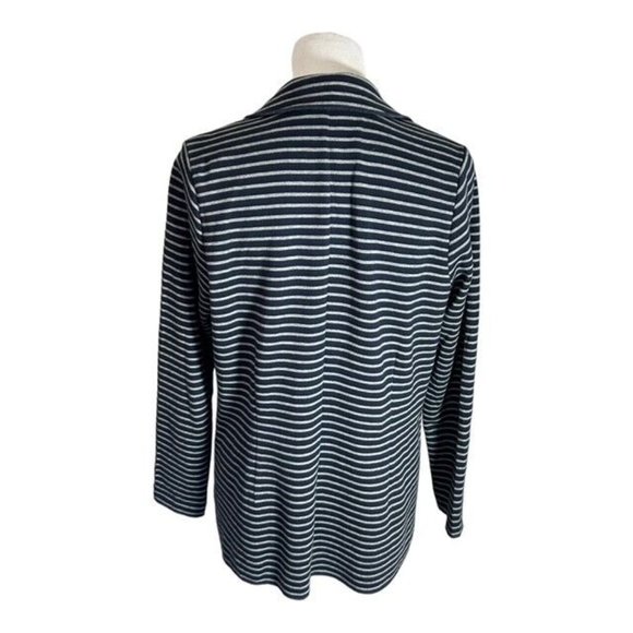 J Jill Sweater Blazer Women's Size Med Navy Gray Striped Three Button Nautical - Picture 4 of 7